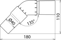 Úhlová spojka 135 stupňů D 40 / L100 mm pro soupravu pro suché čištění do 36 kV