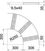 OBO SLZB L 90 600 A2 Oblouk 90° pro kabelový žebřík SL B606mm Nerez