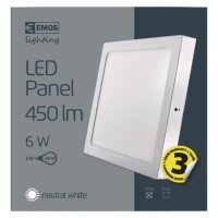 LED přisazené svítidlo PROFI, čtvercové, bílé, 6W neutrální bílá EMOS ZM6122