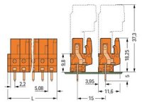 Pružinová svorkovnice THT rovná 5,08 mm oranžová 23pól. Wago 232-183