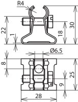 Podpěra vedení s čelistí pro prům. 6-10mm nerez s otvorem pro upevnění D 6,5mm