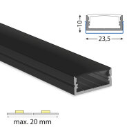 Přisazený hliníkový profil černý PF 24x10 mm černý difuzor 2m ML-761.339.43.2