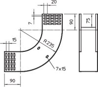 OBO RBV 130 S FT Svislý oblouk 90°, stoupající, 110x300, Ocel, žárově zinkováno