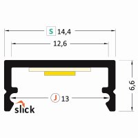 FKU13-2M-BL AL profil FKU13 J/S pro LED, bez plexi, 2m, bílý FK TECHNICS 4739303