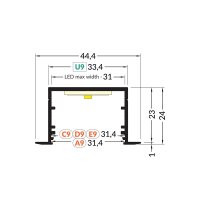 AL profil FKU78-07 pro LED, bez plexi, 1m, elox FK TECHNICS 4739573