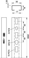 OBO CML3518P1000A2 Profilová lišta děrovaná šířka výřezu 17mm 1000x35x18 Nerez