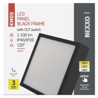LED přisazené svítidlo NEXXO, čtvercové, černé,  12,5W, se změnou CCT