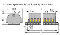 2vodičová svorkovnice s upevňovacími přírubami šedá 0,08-2,5mm2 10pól.