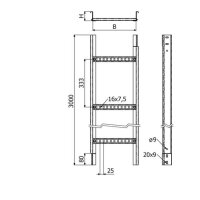 Kabelový žebřík POLAR P1B 500/60-333 ''SZ'' s integrovanou spojkou 3m