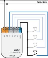 DALI-2 tlačítkový převodník se čtyřmi bezpotenciálovými vstupy NIKO 310-02200