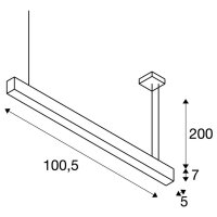 GLENOS, profilové závěsné svítidlo, LED, 3000K, černá, 1 m, 43W    SLV 1001400