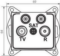 Zásuvka dvojitá DOMO SAT-SAT-TV-R koncová stříbrná 24868 Kanlux