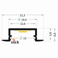 FKU14-1M-BL AL profil FKU14 J/S pro LED, bez plexi, 1m, bílý FK TECHNICS 4739307