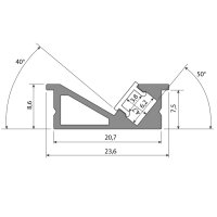 Vestavný hliníkový profil VE černý 24x10mm, včetně mléčného difuzoru, 1m