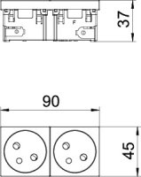 Silová dvojzásuvka STD-F3C RW2