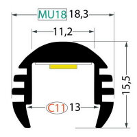 AL profil FKU26 C11/MU18 pro LED, bez plexi, 2 m, elox FK TECHNICS 4738557