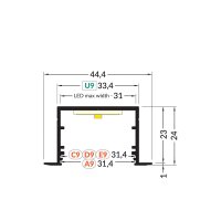 AL profil FKU78-07 pro LED, bez plexi, 1m, černý elox FK TECHNICS 4739575