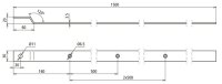 Připojovací praporec úhlový pro pásek 30x3,5 nerez V4A L 1500mm s otvorem 11mm