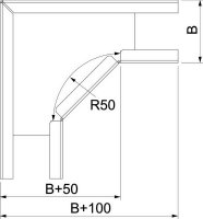 OBO RB 90 305 FS Oblouk 90° vodorovný s úhlovou spojkou 35x50 Ocel