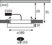 LED vestavné svítidlo Areo IP44 kruhové 180mm 12W bílá mat stmívatelné 929.33