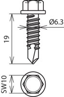 Samořezný šroub s 6-ti hrannou hlavou DIN 7504 6,3x19mm nerez DEHN 528619