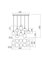 Závěsné svítidlo KIWI SU 8X40W G9 OPAL REDO 01-2082