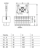 Pružinová svorka, 2řadá CAGE CLAMP 1,5mm2 černá 10pól. WAGO 713-1105/032-9037