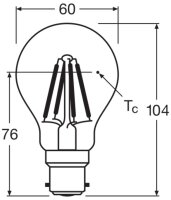 LEDVANCE LED CLASSIC A DIM P 7W 827 Clear B22d