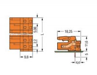 Pružinová svorkovnice THT úhlová 5,08 mm oranžová 18pól. Wago 232-278