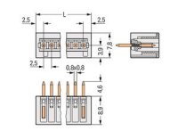 Konektor s pájecími piny THT pájecí kontakt 0,8x0,8 mm rovné světle šedá 3pól.