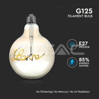 LED žárovka V-TAC 5W E27 Filament G125 Amber Glass 2200K VT-2205