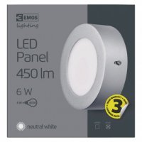 LED přisazené svítidlo PROFI, kruhové, stříbrné, 6W neutrální bílá EMOS ZM5222