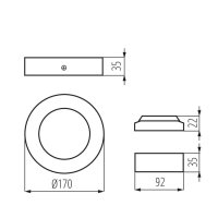 Kanlux 33535 CARSA V2LED 12W-WW-B Přisazené svítidlo LED