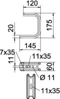 TPD 445 FS Nástěnný a stropní držák, Profil TP, B445mm, Ocel, St OBO 6363826