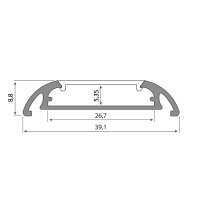 Přisazený hliníkový profil PX1 40x9mm mléčný difuz 1m MCLED ML-761.304.86.1