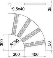 OBO SLZB L 90 400 A4 Oblouk 90° pro kabelový žebřík SL B406mm Nerez