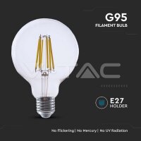 LED žárovka V-TAC 4W Filament E27 G95 Clear Cover 3000K