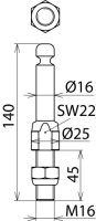 Čepový zemnicí bod D 16 mm závit s matkou M16x45 mm DEHN 790261