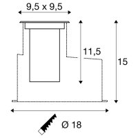 DASAR S svítidlo pro vestavbu do země hranaté 4W 3000K 24° IP67 válcové antracit