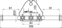 Fázová připojovací deska 3-pólová s B 13 mm s kulatým čepem D 20 mm délka 305 mm