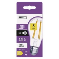 LED žárovka Filament A60 E27 3,4W (40W) 470 lm neutrální bílá EMOS ZF5121