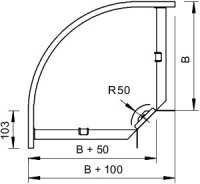 OBO RB 90 810 FS Oblouk 90° vodorovný s úhlovou spojkou 85x100 Ocel