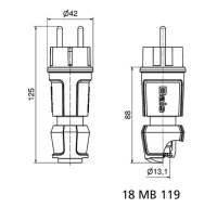 Bals 7371 Vidlice CZ + SCHUKO šedá 16A 3p 230V IP54