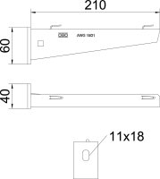 Nástěnný výložník OBO AW G 15 61 FT pro mřížový žlab B610mm Ocel