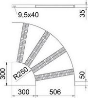 OBO SLZB L 90 500 A4 Oblouk 90° pro kabelový žebřík SL B506mm Nerez