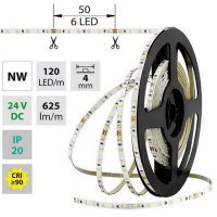 LED pásek SMD2216 NW, 120LED/m, 7,2W/m, 625lm/m, IP20, DC 24V, 4mm, 5m