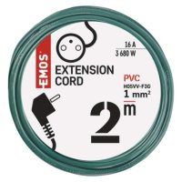 Prodlužovací kabel 2 m 1 zásuvka zelený PVC 1mm2 EMOS P0112Z
