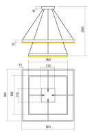 Závěsné svítidlo FEBE SU LED SQ 100W 3000K D600*600+800*800 SWH REDO 01-2917