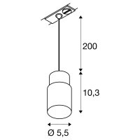 PURI 2.0 Tube, 1~ závěsné světlo, GU10,