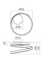 Stropní svítidlo SCROLL PL LED 27W CCT 3000K/4000K/6000K D400 SWH  REDO 01-4007